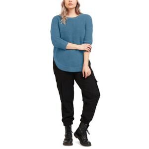 Black Tape Teal Blue Textured Knit Long Modest Pullover Sweater Plus Size 1x New